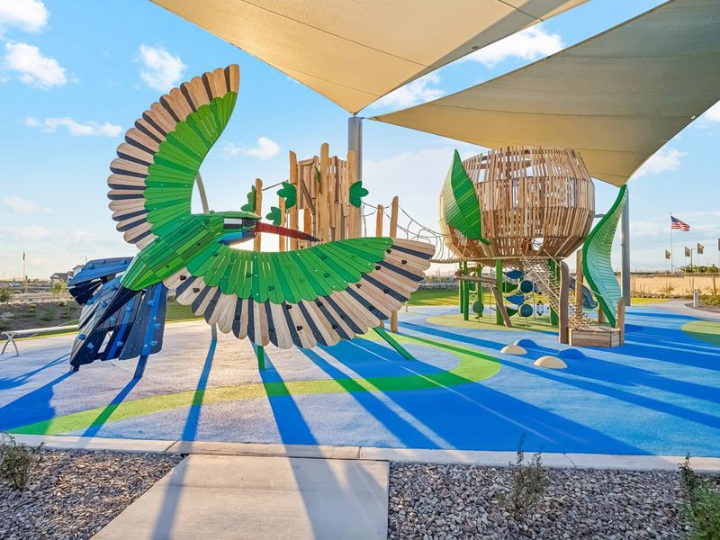 A large colorful sculpture. A large colorful sculpture.