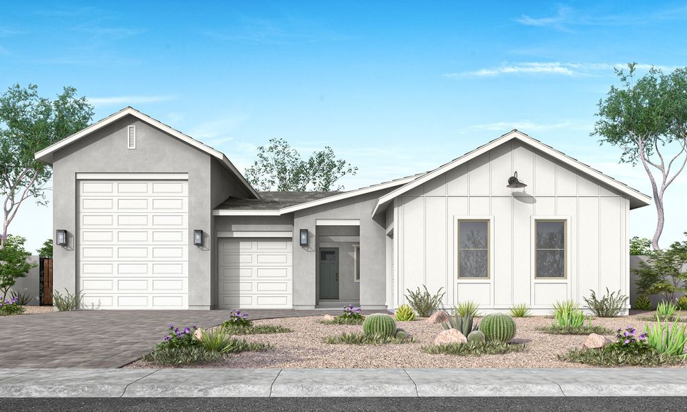 Front exterior of a home in the Navarre at Abel Ranch community, located in Goodyear, AZ (Image 8).