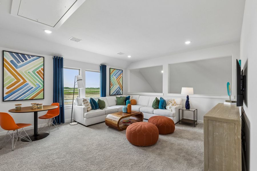 Game Room in a Madero New Winters Model in Haslet TX by Trophy Signature Homes