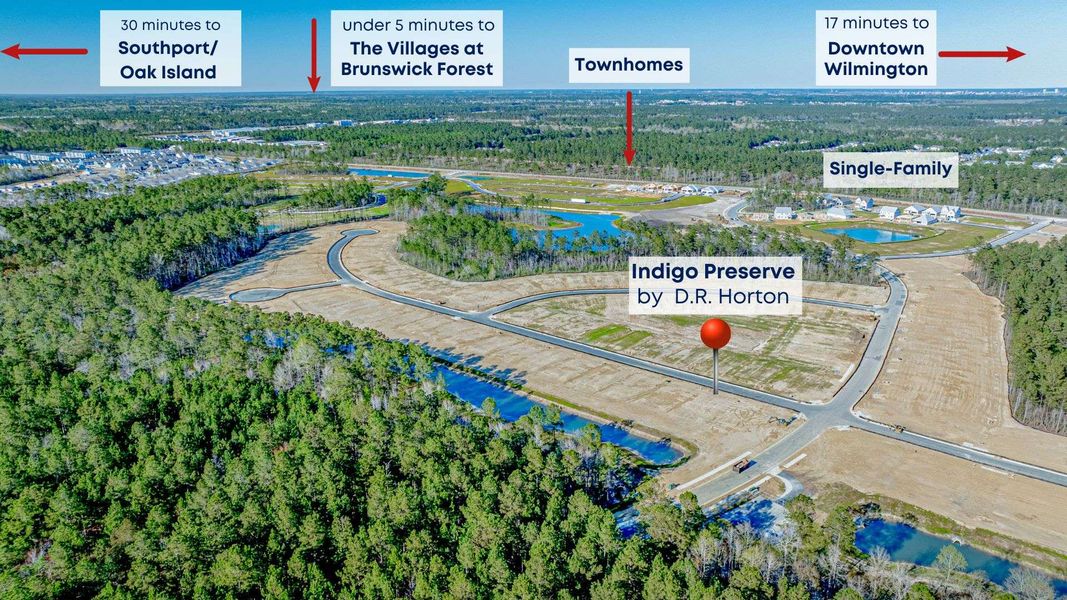 Image 13 of the Indigo Preserve Townhomes community in Leland, NC.