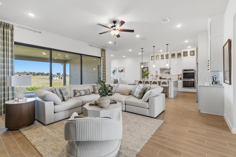 Furnished interior in a model home at Villas Las Flores in Floresville (Image 8).