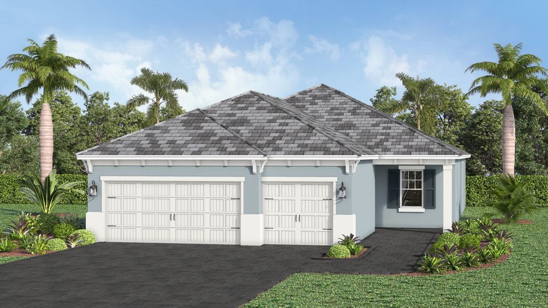 Front exterior of a home in the Kingston South Real Estate and Homes for Sale in Estero, FL - Neal Communities community, located in Estero, FL (Image 14).