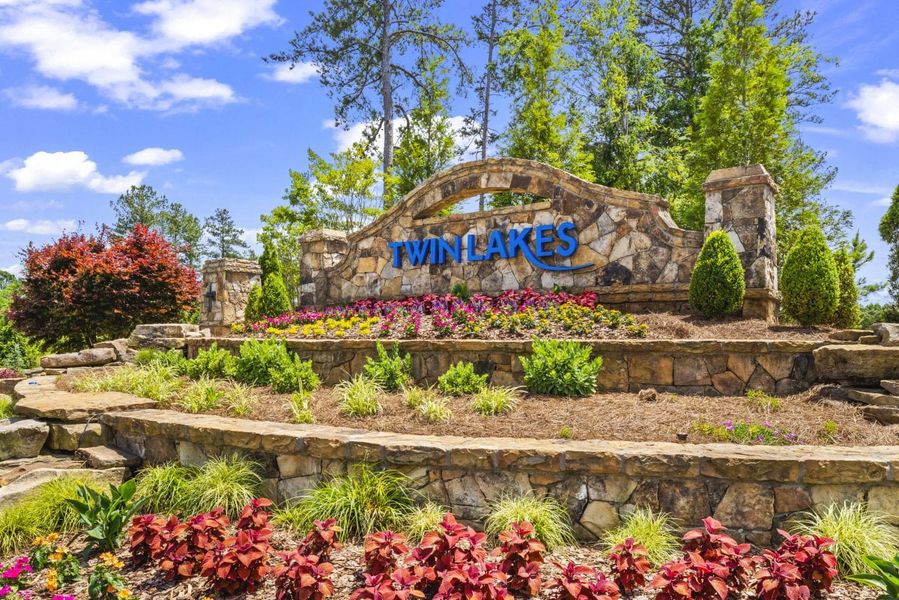 Entrance to the Twin Lakes community in Hoschton, GA, featuring signage and landscaping (Image 2).