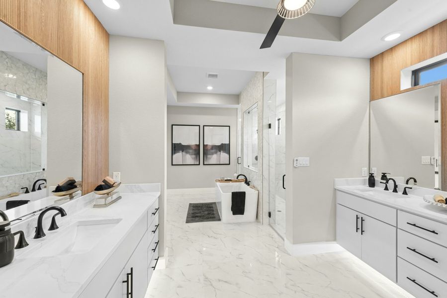 Furnished interior in a model home at Caliterra in Dripping Springs (Image 40).