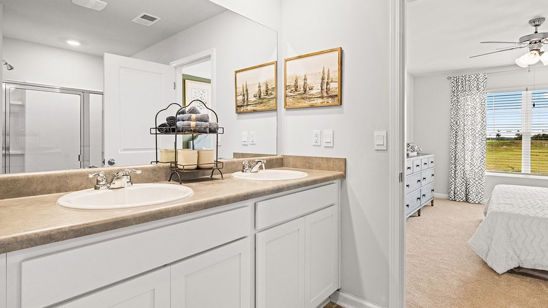 Furnished interior in a model home at The Parish at Flat Rock Townhomes in Graniteville (Image 16).