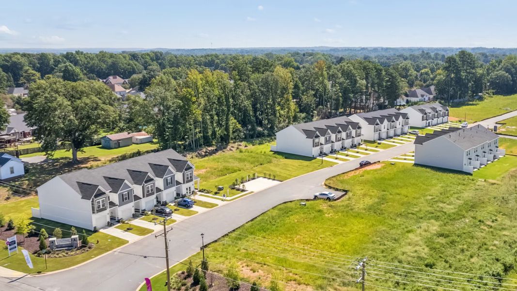 Aerial view of the Trenton Place community in Roebuck, SC, showing layout and nearby surroundings (Image 10). Aerial view of the Trenton Place community in Roebuck, SC, showing layout and nearby surroundings (Image 10).