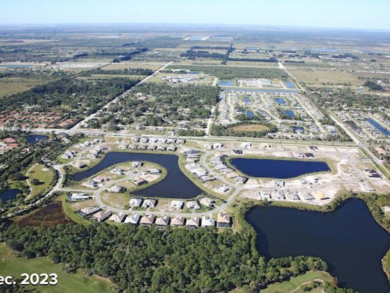 Aerial view of the Bent Pine Preserve community in Vero Beach, FL, showing layout and nearby surroundings (Image 20).