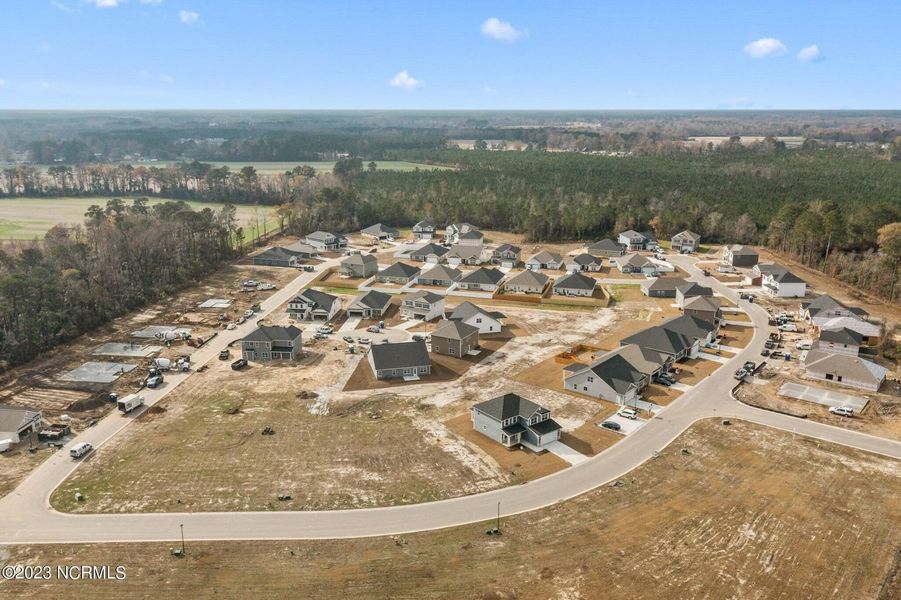 Aerial view of the Waverly Place community in Richlands, NC, showing layout and nearby surroundings (Image 1).