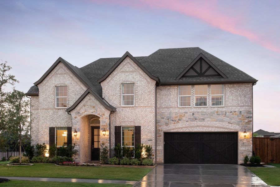 Elevation A with Stone | Concept 3135 at Mockingbird Hills in Joshua, TX by Landsea Homes