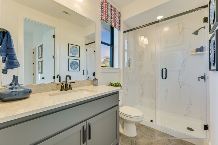Furnished interior in a model home at Clearwater Ranch in Liberty Hill (Image 57).