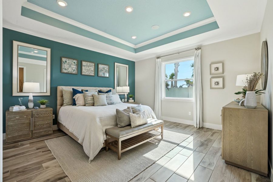 Furnished interior in a model home at The Vue in Satellite Beach (Image 9).