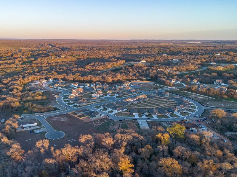 Aerial view of the Riverbend at Double Eagle - Reserve Collection community in Cedar Creek, TX, showing layout and nearby surroundings (Image 12). Aerial view of the Riverbend at Double Eagle - Reserve Collection community in Cedar Creek, TX, showing layout and nearby surroundings (Image 12).