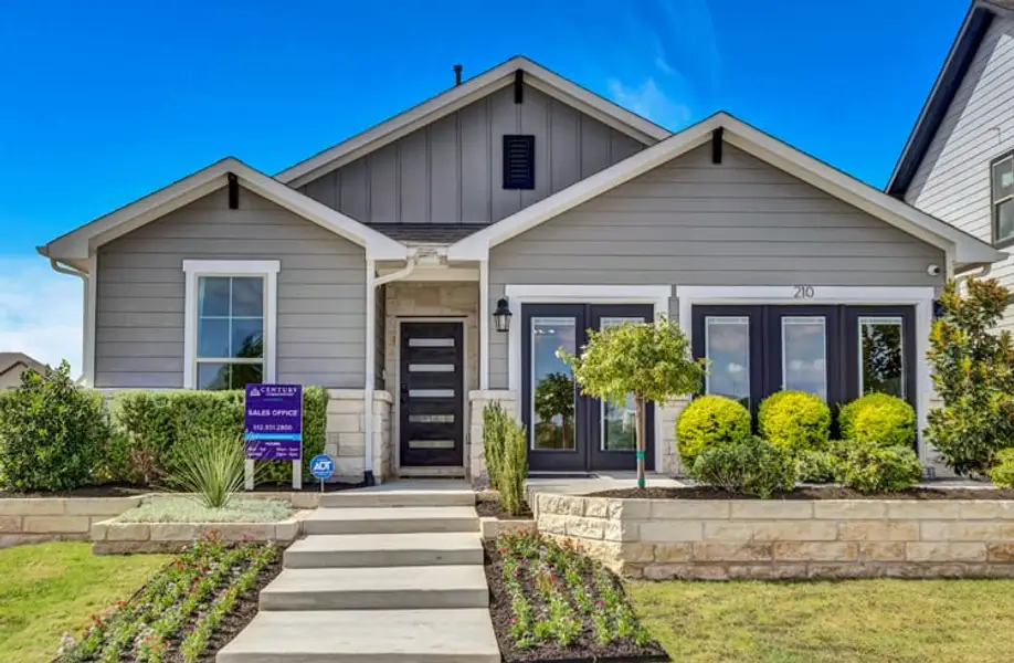 A house with a front yard.