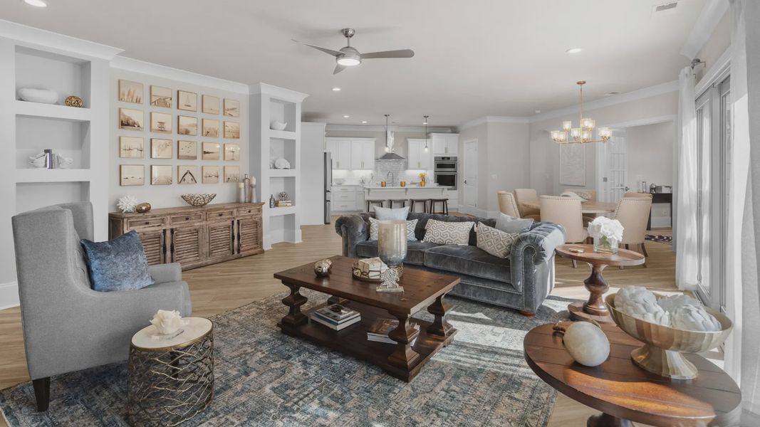 Furnished interior in a model home at Courtyards by Carrell in Ocean Isle Beach (Image 6).