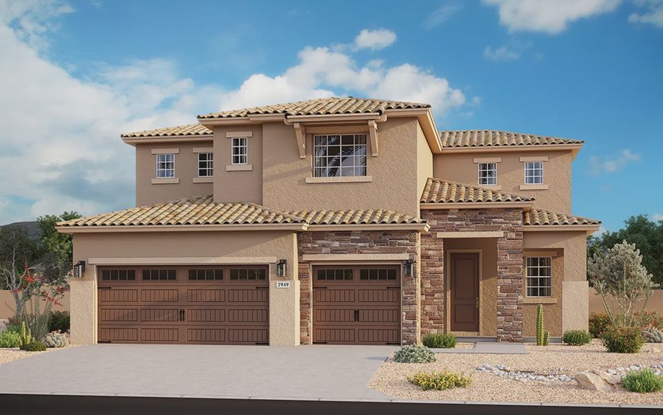 Front exterior of a home in the Forté at Granite Vista community, located in Waddell, AZ (Image 3). Front exterior of a home in the Forté at Granite Vista community, located in Waddell, AZ (Image 3).