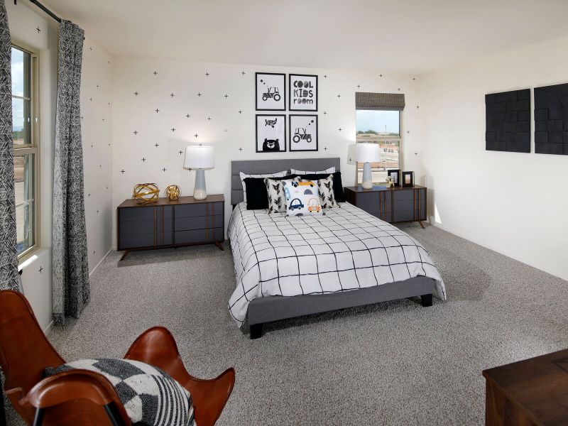 The Mascota floorplan offers three secondary upstairs bedrooms, perfect for guests or kids. The Mascota floorplan offers three secondary upstairs bedrooms, perfect for guests or kids.