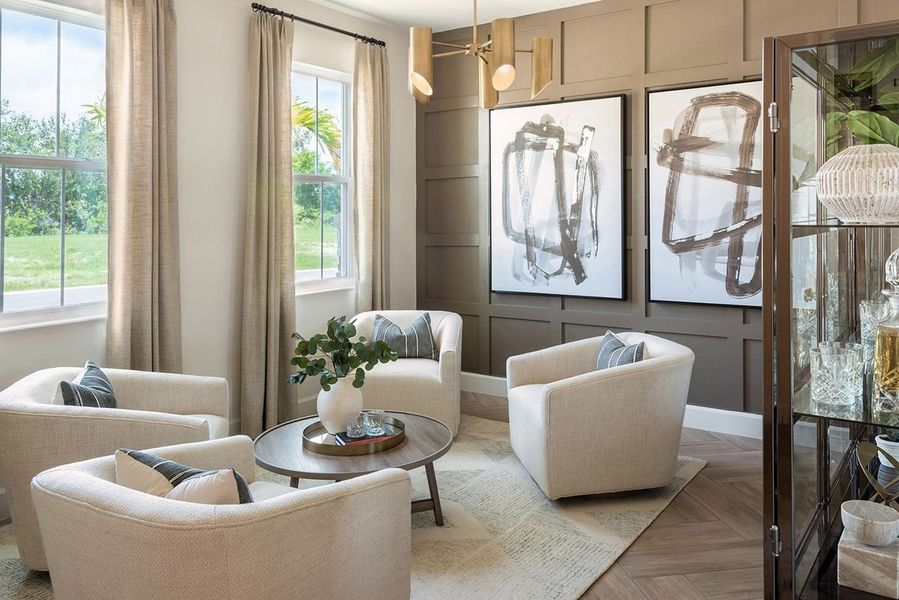 Furnished interior in a model home at Marisol Pointe at MiraBay Signature Series in Apollo Beach (Image 11).
