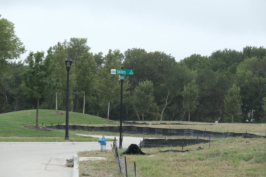A scenic street view with lush greenery in Painted Tree - Village District by CB JENI Homes (McKinney, TX). A scenic street view with lush greenery in Painted Tree - Village District by CB JENI Homes (McKinney, TX).