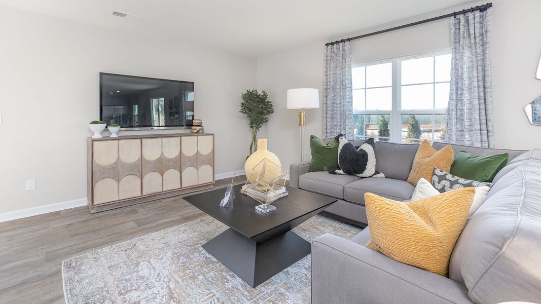 Furnished interior in a model home at Edinborough in Gibsonville (Image 19).