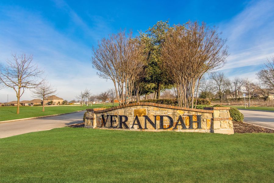Entrance to the Verandah: Meadows 50' community in Royse City, TX, featuring signage and landscaping (Image 2).