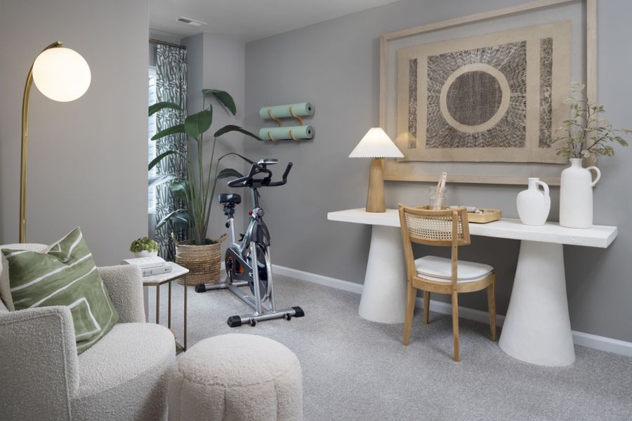 Furnished interior in a model home at The Townes at Westfall in Gastonia (Image 8).