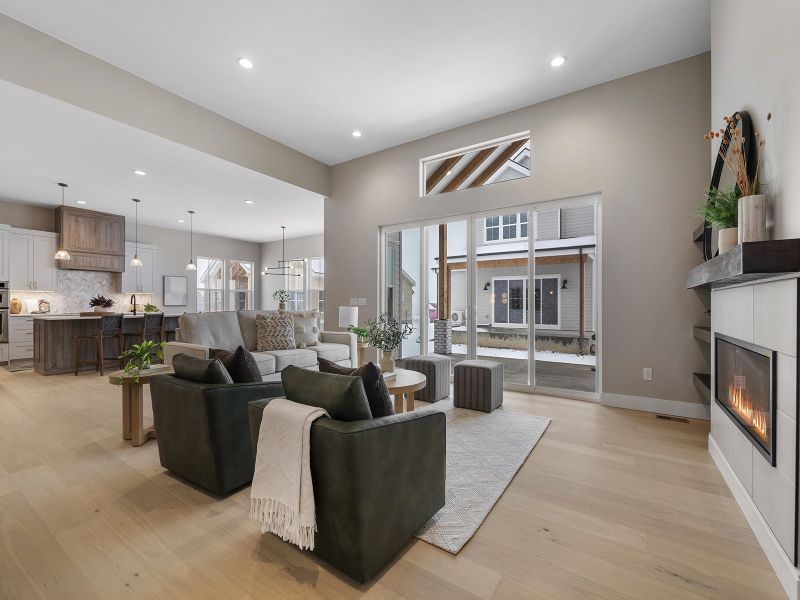 Furnished interior in a model home at Harvest LiteLuxe in Berthoud (Image 7).