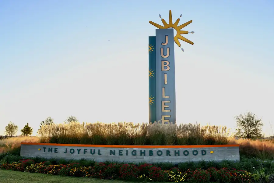 Entrance to the Jubilee community in Hockley, TX, featuring signage and landscaping (Image 1). Entrance to the Jubilee community in Hockley, TX, featuring signage and landscaping (Image 1).