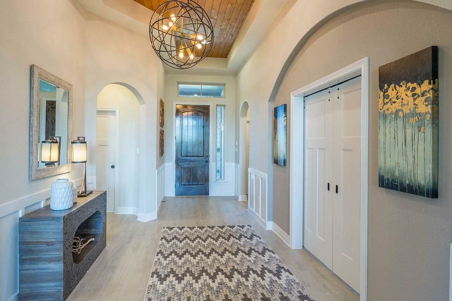 Furnished interior in a model home at Sunfield in Buda (Image 13).