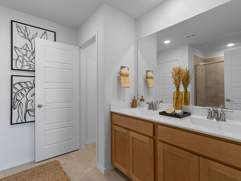 Furnished interior in a model home at Horizon Pointe in Converse (Image 19).