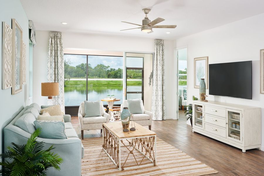 Furnished interior in a model home at Leela Reserve Paired Villas in Tavares (Image 25). Furnished interior in a model home at Leela Reserve Paired Villas in Tavares (Image 25).