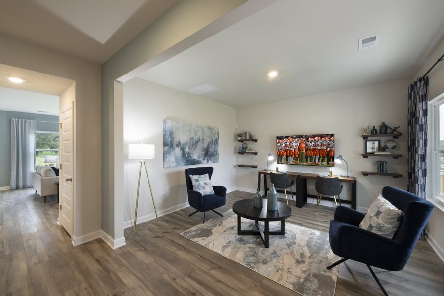 Furnished interior in a model home at Vickery Station in Woodruff (Image 2).