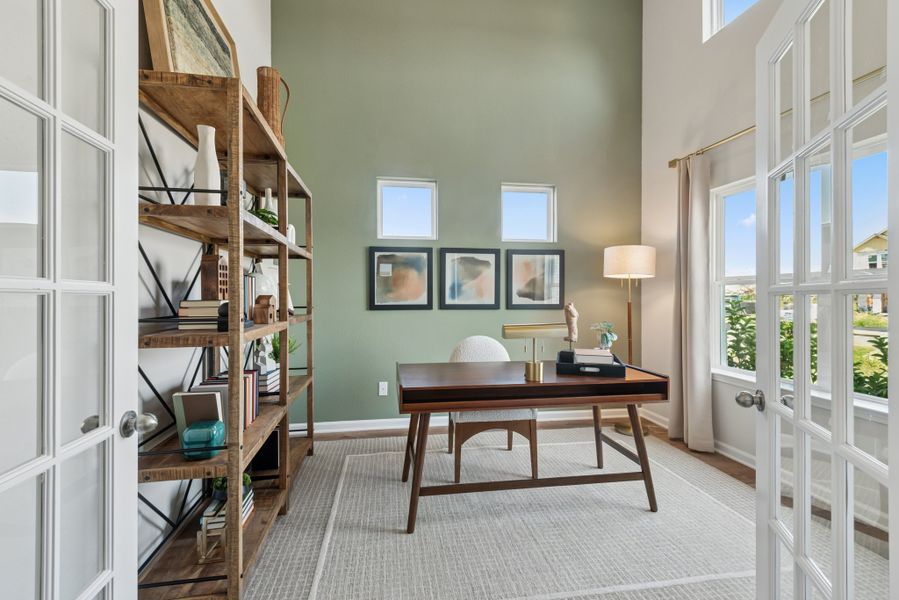 The Princeton II- Study with 2-Story Ceiling and French Doors