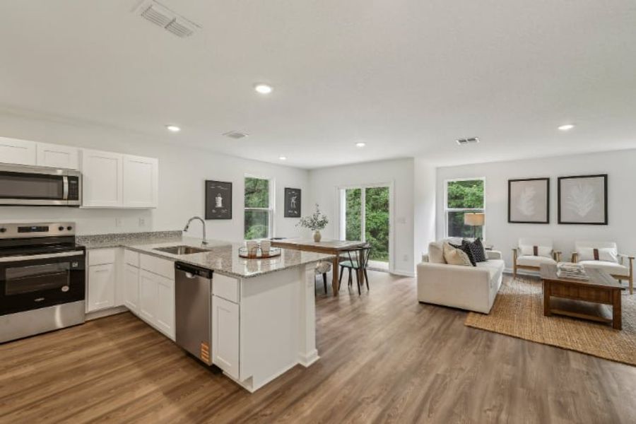 A large kitchen with a large island.