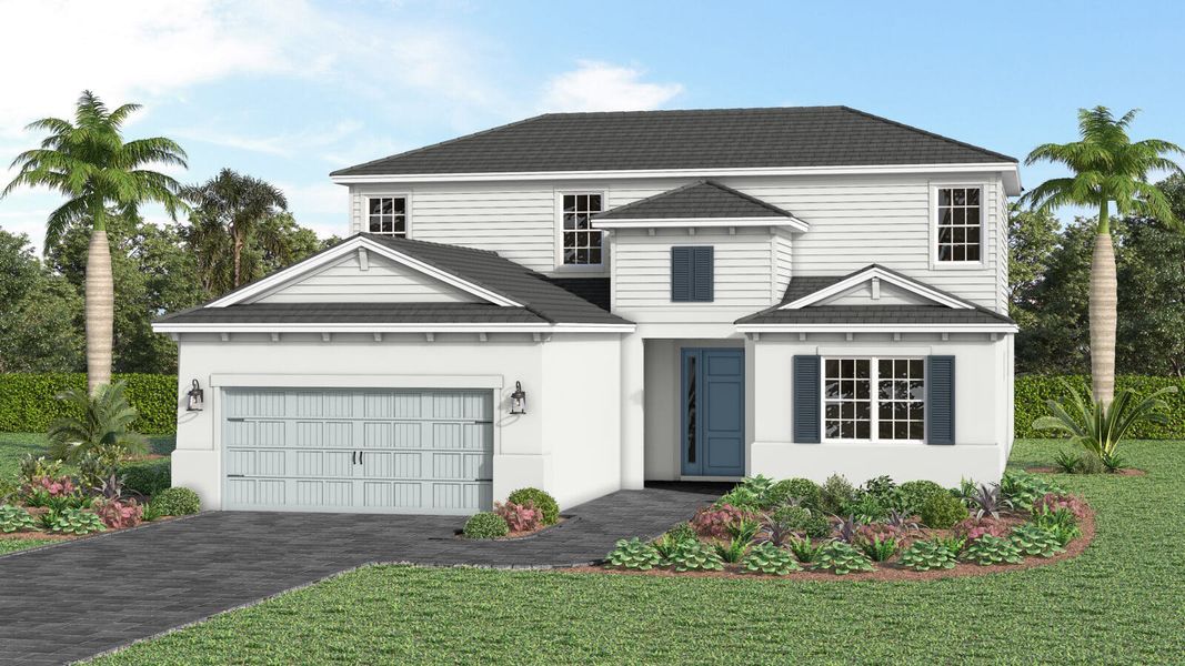 Front exterior of a home in the Kingston South Real Estate and Homes for Sale in Estero, FL - Neal Communities community, located in Estero, FL (Image 13).