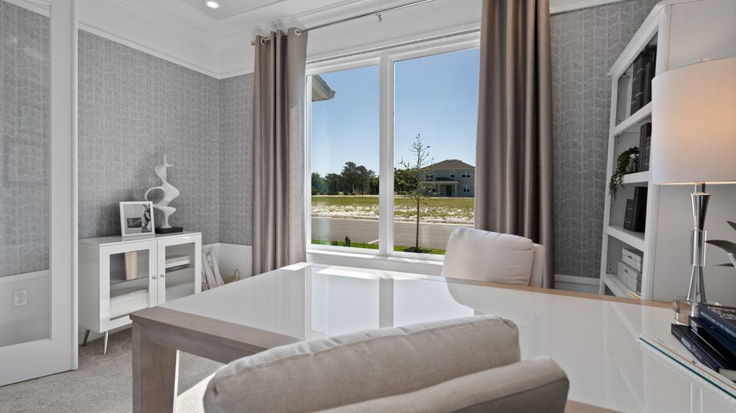 Trinity Place Staged Model Ambersweet Front Office Space by DRB Homes in Saint Cloud FL Trinity Place Staged Model Ambersweet Front Office Space by DRB Homes in Saint Cloud FL