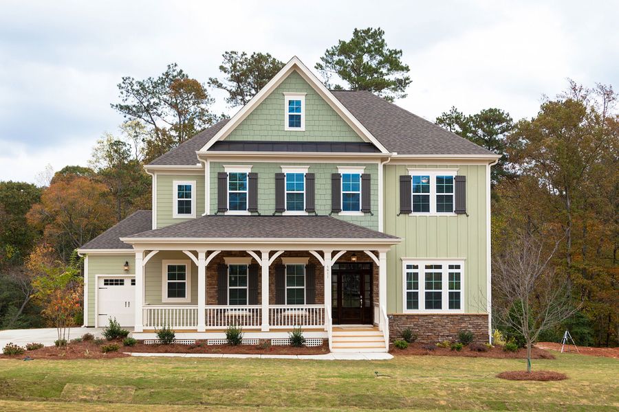 Front exterior of a home in the Brighton Forest - Apex - Robuck Homes community, located in Garner, NC (Image 16).