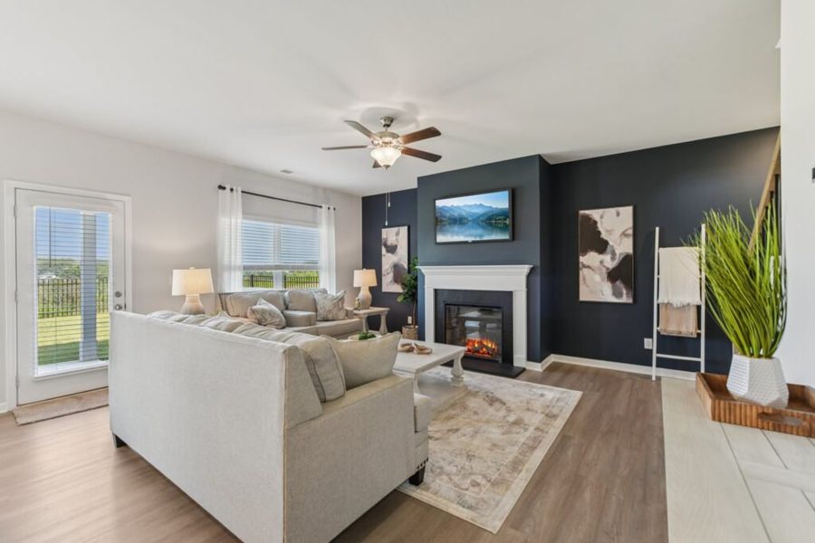 Furnished interior in a model home at The Hills at Cedar Creek in Winder (Image 51).