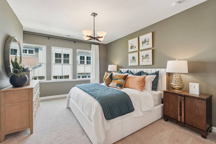 Furnished interior in a model home at Mews at Holding Village in Wake Forest (Image 57).