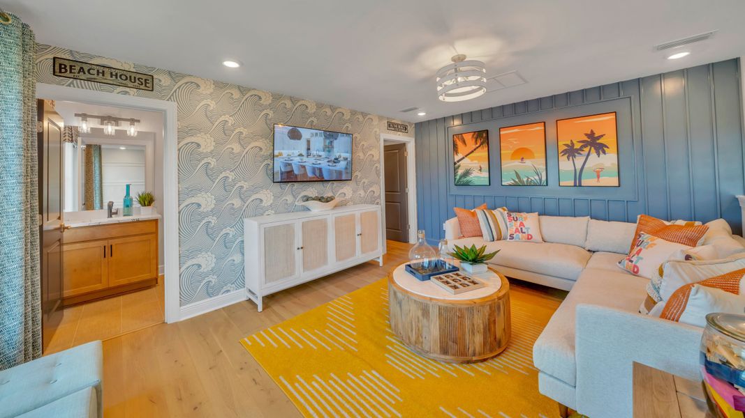 Furnished interior in a model home at Salt Grass at Ward Creek in Panama City Beach (Image 6).