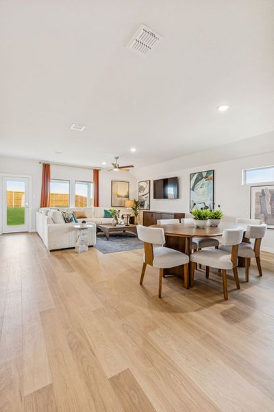 Living and Dining Room in a Terra Vella Hayden Model Home in Fort Worth TX by Trophy Signature Homes
