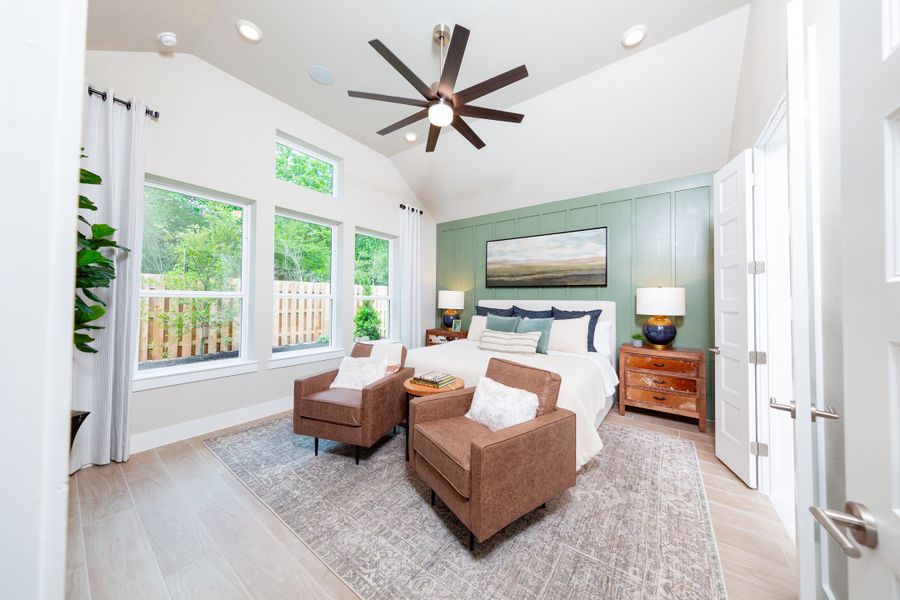 Furnished interior in a model home at Ellwood in Iowa Colony (Image 6).