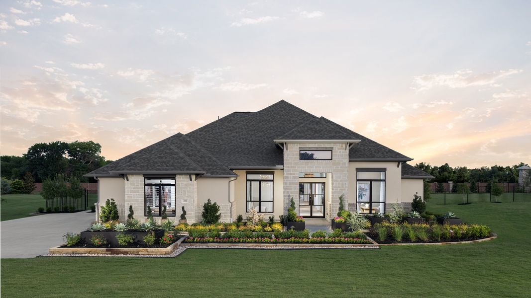 Front exterior of a home in the Enchanted Creek 1 Acre community, located in Lucas, TX (Image 1). Front exterior of a home in the Enchanted Creek 1 Acre community, located in Lucas, TX (Image 1).