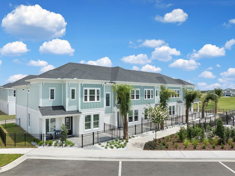 Front exterior of a home in the Persimmon Place - Townhomes community, located in Wesley Chapel, FL (Image 4).