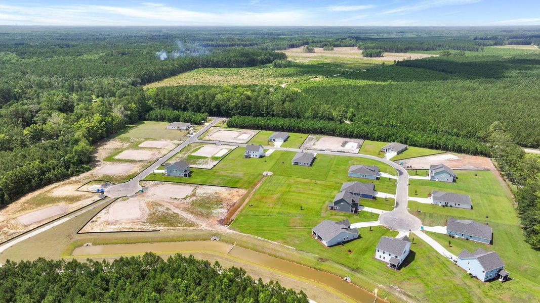 Aerial view of the Berkeley Bay community in Ridgeville, SC, showing layout and nearby surroundings (Image 11).