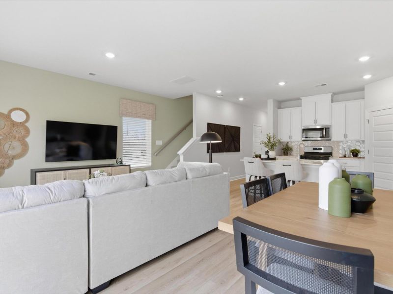 Furnished interior in a model home at Crossing at Abner Creek Townes in Greer (Image 5). Furnished interior in a model home at Crossing at Abner Creek Townes in Greer (Image 5).