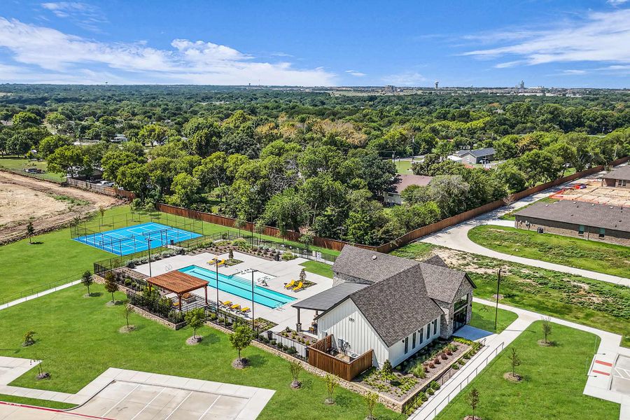 Aerial view of the Redden Farms - Executive Series community in Midlothian, TX, showing layout and nearby surroundings (Image 1).