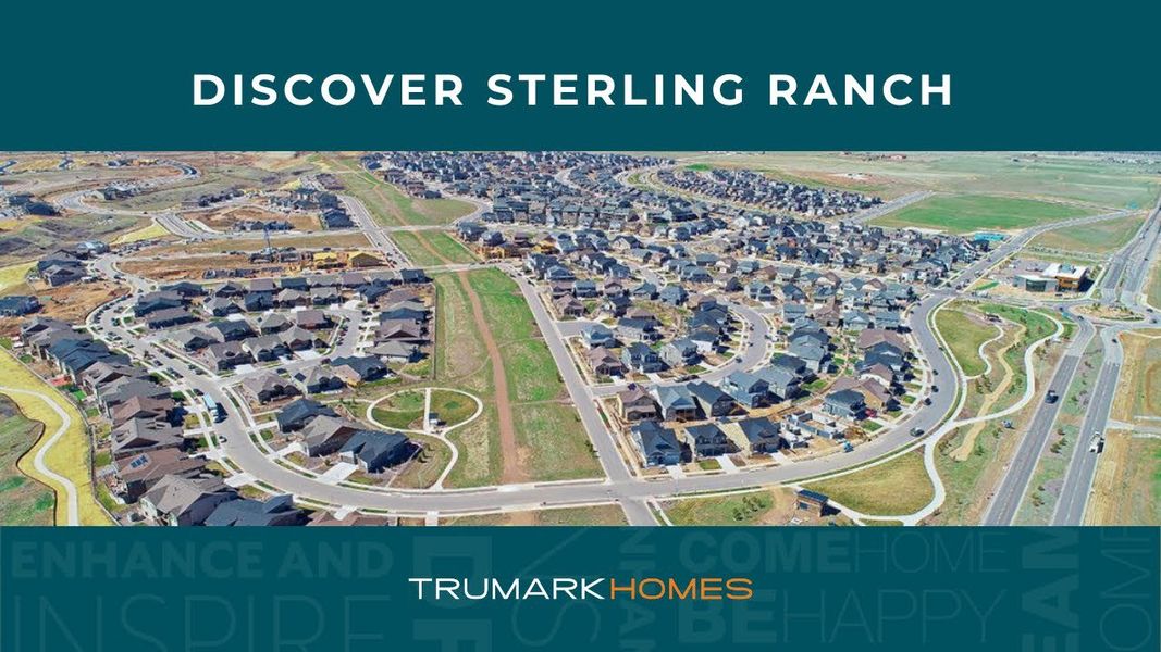 Aerial view of the Trumark Homes at Sterling Ranch community in Littleton, CO, showing layout and nearby surroundings (Image 12).