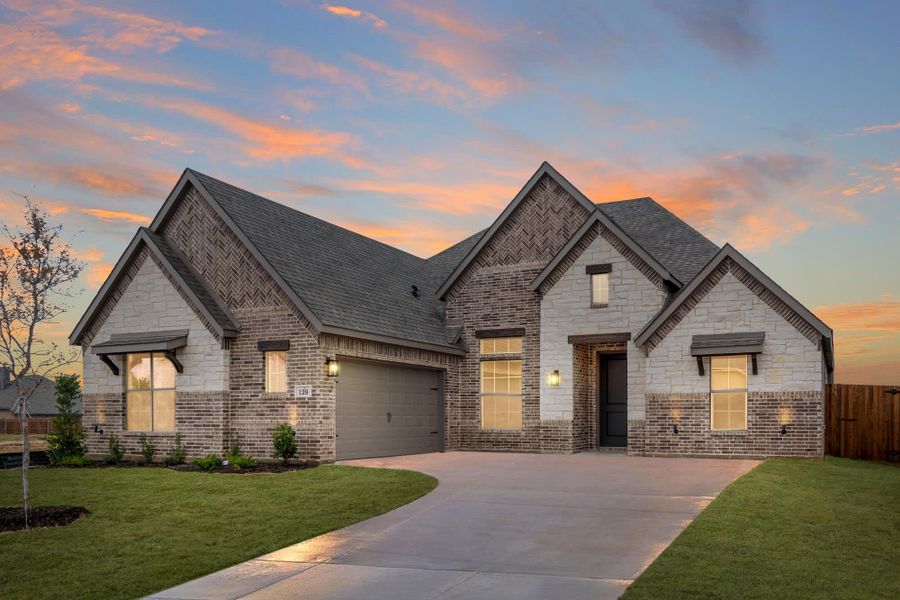 Elevation C with Stone | Concept 2370 at Massey Meadows in Midlothian, TX by Landsea Homes