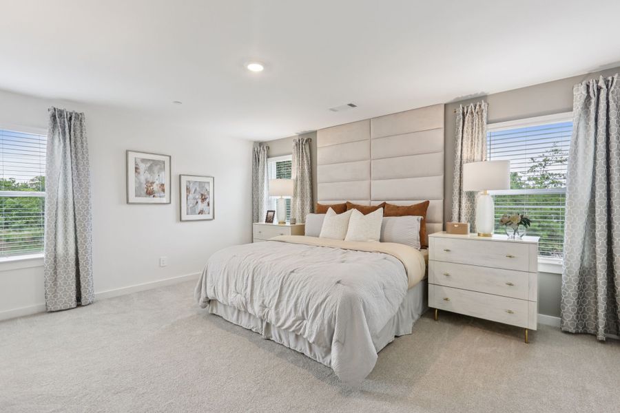 Furnished interior in a model home at Cedarcrest Townhomes in Fairview (Image 17).