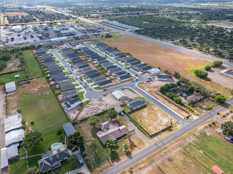 Aerial view of the Taylor Creek Village community in Mcallen, TX, showing layout and nearby surroundings (Image 12).